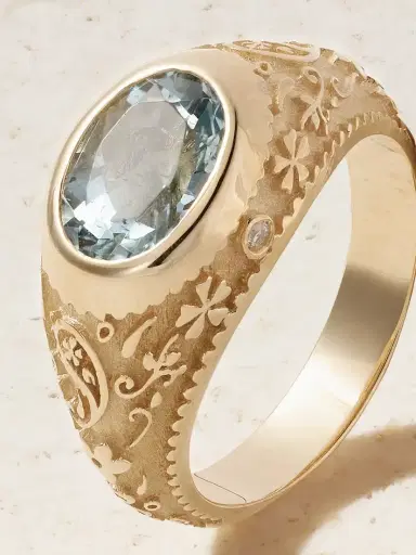 Marlo Laz Southwestern Signet 14-karat Gold Aquamarine Ring | Thumbnail 4 Marlo Laz Southwestern Signet 14-karat Gold Aquamarine Ring | Thumbnail 4