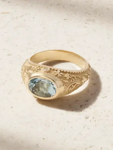 Marlo Laz Southwestern Signet 14-karat Gold Aquamarine Ring | Thumbnail 1 Marlo Laz Southwestern Signet 14-karat Gold Aquamarine Ring | Thumbnail 1