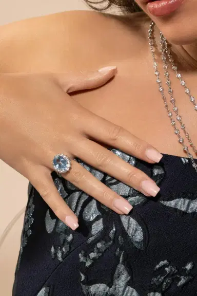 FANTASIA by DESERIO Blue Oval Princess Diana Ring | Thumbnail 4 FANTASIA by DESERIO Blue Oval Princess Diana Ring | Thumbnail 4