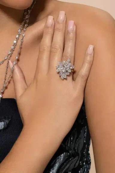 FANTASIA by DESERIO Large Cocktail Flower Ring | Thumbnail 2
