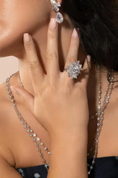 FANTASIA by DESERIO Large Cocktail Flower Ring | Thumbnail 3