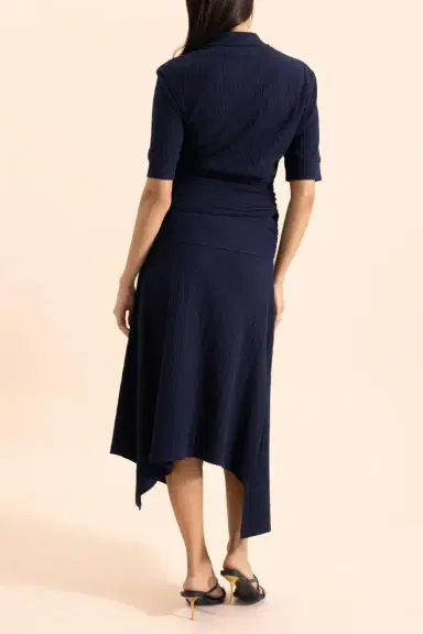 Victoria Beckham Twist Detail Polo Top - Navy | Thumbnail 4