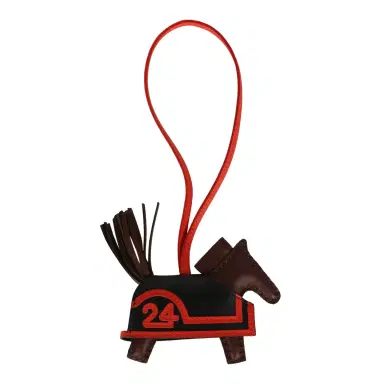 HERMÈS Hermes Rodeo Robeo 24 Charm PM Terre, Black and Rouge Radieux Milo Lambskin | Thumbnail 2
