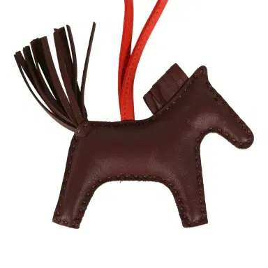HERMÈS Hermes Rodeo Robeo 24 Charm PM Terre, Black and Rouge Radieux Milo Lambskin | Thumbnail 5
