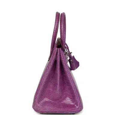 HERMÈS Pre-owned Hermes Birkin 25 Violet Varanus Niloticus Lizard Palladium Hardware | Thumbnail 3 HERMÈS Pre-owned Hermes Birkin 25 Violet Varanus Niloticus Lizard Palladium Hardware | Thumbnail 3