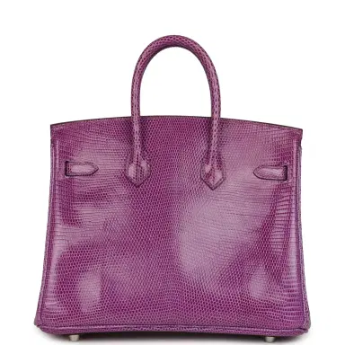 HERMÈS Pre-owned Hermes Birkin 25 Violet Varanus Niloticus Lizard Palladium Hardware | Thumbnail 4 HERMÈS Pre-owned Hermes Birkin 25 Violet Varanus Niloticus Lizard Palladium Hardware | Thumbnail 4