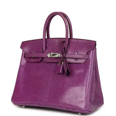 HERMÈS Pre-owned Hermes Birkin 25 Violet Varanus Niloticus Lizard Palladium Hardware | Thumbnail 5 HERMÈS Pre-owned Hermes Birkin 25 Violet Varanus Niloticus Lizard Palladium Hardware | Thumbnail 5