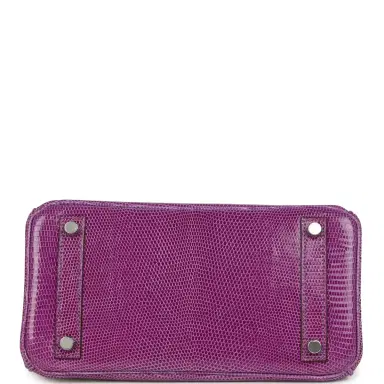 HERMÈS Pre-owned Hermes Birkin 25 Violet Varanus Niloticus Lizard Palladium Hardware | Thumbnail 6 HERMÈS Pre-owned Hermes Birkin 25 Violet Varanus Niloticus Lizard Palladium Hardware | Thumbnail 6