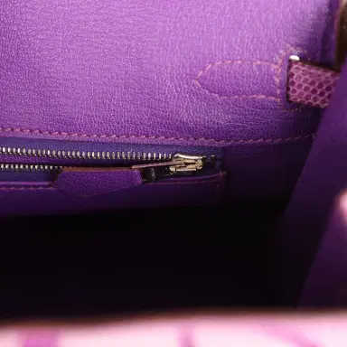 HERMÈS Pre-owned Hermes Birkin 25 Violet Varanus Niloticus Lizard Palladium Hardware | Thumbnail 9 HERMÈS Pre-owned Hermes Birkin 25 Violet Varanus Niloticus Lizard Palladium Hardware | Thumbnail 9