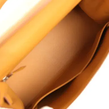 HERMÈS Pre-owned Hermes Kelly Sellier 28 Beige & Ecru Toile H Canvas and Sesame Swift Palladium Hardware | Thumbnail 7