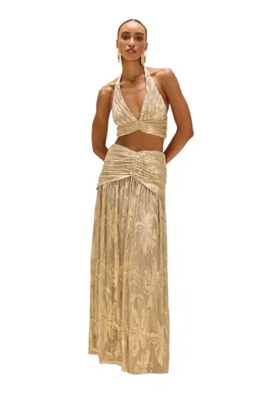 PatBo GOLDEN DUST LUREX MAXI SKIRT | Thumbnail 1