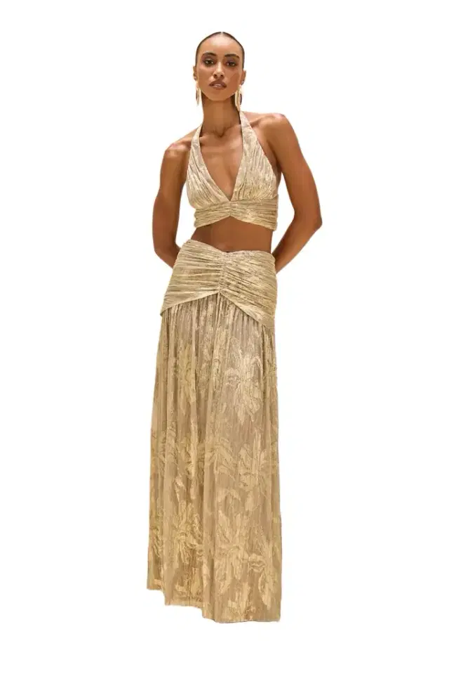 PatBo GOLDEN DUST LUREX MAXI SKIRT
