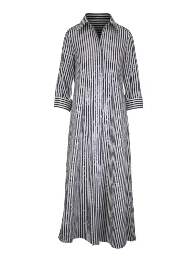 TWP Jenny's Gown in Clear Sequin on Stripe | Thumbnail 1 TWP Jenny's Gown in Clear Sequin on Stripe | Thumbnail 1