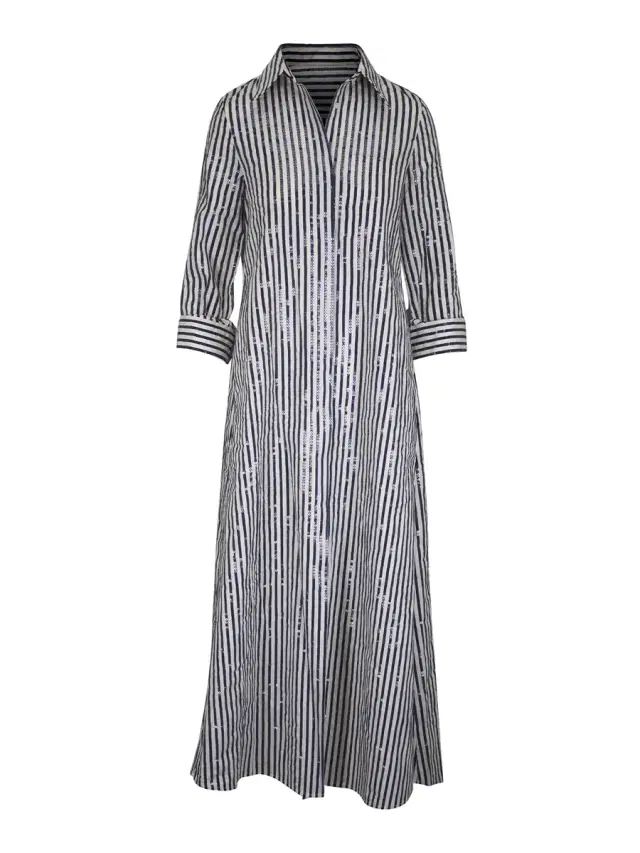 Jenny's Gown in Clear Sequin on Stripe