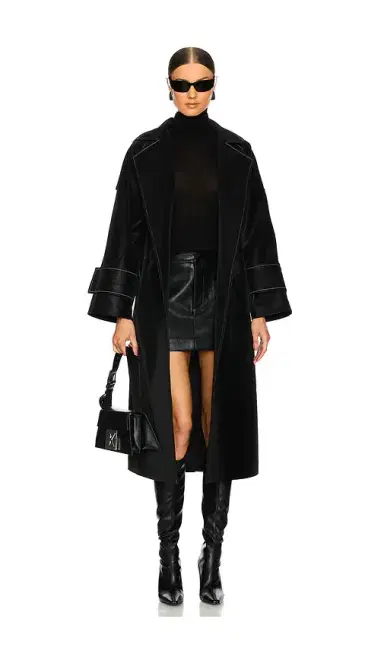 SELMACILEK Faux Leather Stitch Trenchcoat | Thumbnail 2