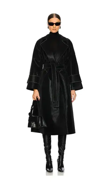 SELMACILEK Faux Leather Stitch Trenchcoat | Thumbnail 1
