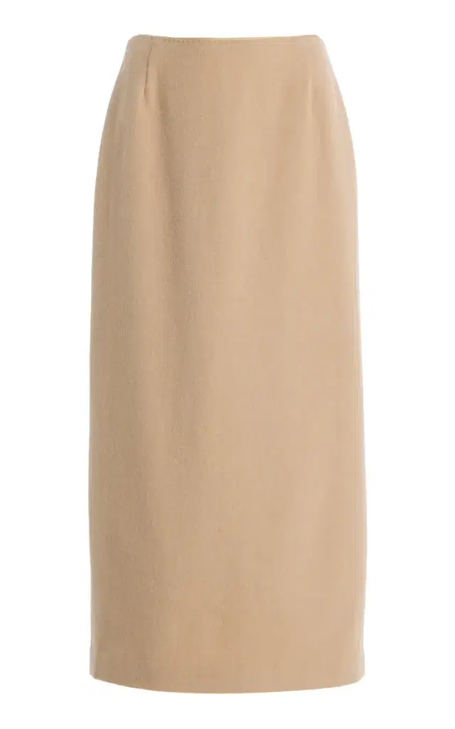 Camel Hair Midi Pencil Skirt