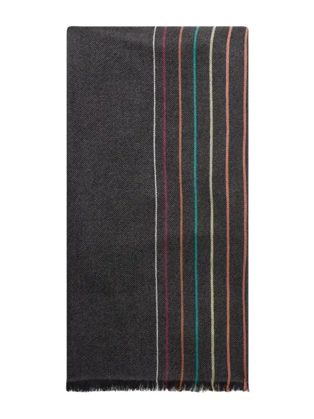 Paul Smith Fringed Striped Wool and Silk-Blend Scarf - Men