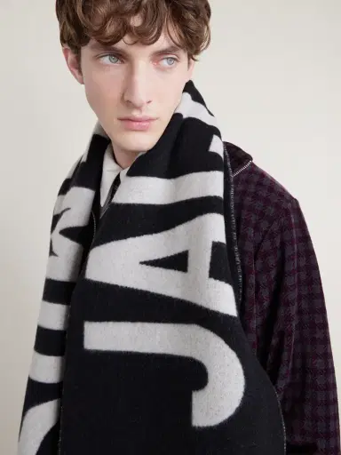 Jacquemus Logo-Intarsia Fringed Wool Scarf - Men | Thumbnail 2
