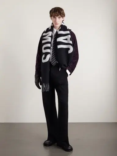 Jacquemus Logo-Intarsia Fringed Wool Scarf - Men | Thumbnail 3