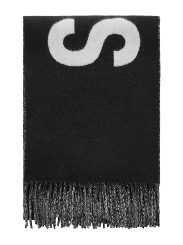 Logo-Intarsia Fringed Wool Scarf - Men