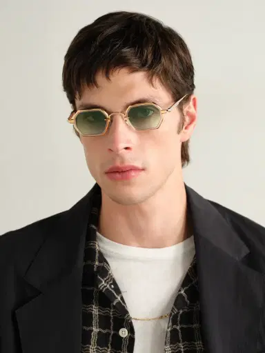 Sato Hadar-T Hexagonal-Frame Gold- and Silver-Tone Titanium Sunglasses - Men | Thumbnail 2