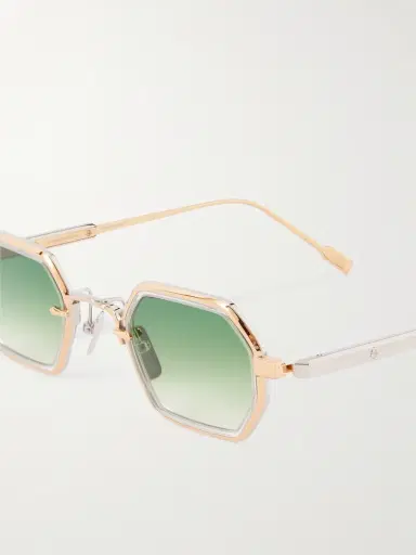 Sato Hadar-T Hexagonal-Frame Gold- and Silver-Tone Titanium Sunglasses - Men | Thumbnail 3