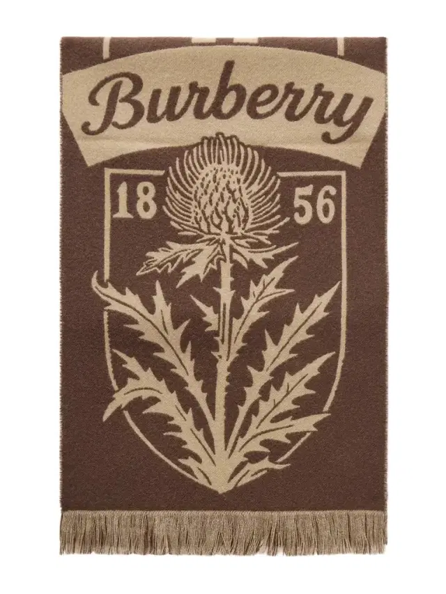 Burberry Logo-Jacquard Fringed Wool Scarf - Men