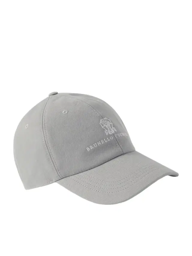 Brunello Cucinelli Logo-Embroidered Leather-Trimmed Cotton-Twill Baseball Cap - Men