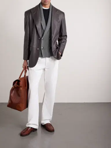 Brunello Cucinelli Shawl-Collar Double-Breasted Ribbed Cotton Cardigan - Men | Thumbnail 2 Brunello Cucinelli Shawl-Collar Double-Breasted Ribbed Cotton Cardigan - Men | Thumbnail 2