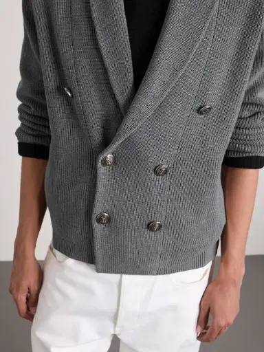 Brunello Cucinelli Shawl-Collar Double-Breasted Ribbed Cotton Cardigan - Men | Thumbnail 5 Brunello Cucinelli Shawl-Collar Double-Breasted Ribbed Cotton Cardigan - Men | Thumbnail 5
