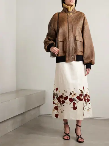 Khaite Sandor Shearling-trimmed Leather Jacket | Thumbnail 2