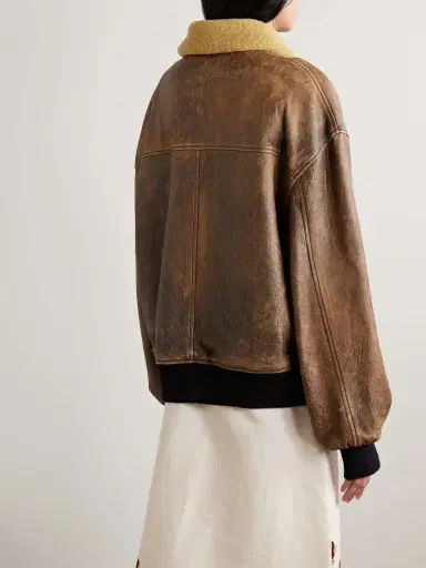 Khaite Sandor Shearling-trimmed Leather Jacket | Thumbnail 4