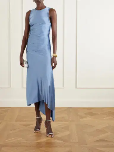 Victoria Beckham Asymmetric Gathered Satin-jersey Dress | Thumbnail 2