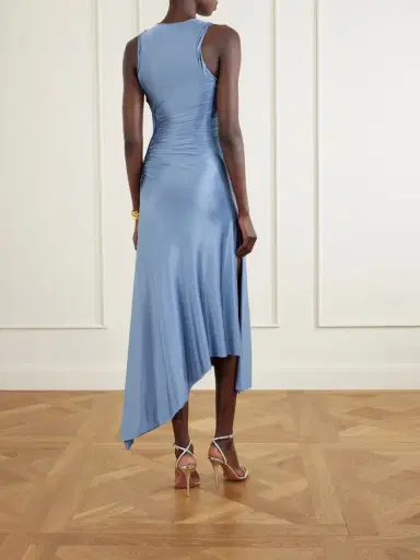 Victoria Beckham Asymmetric Gathered Satin-jersey Dress | Thumbnail 3