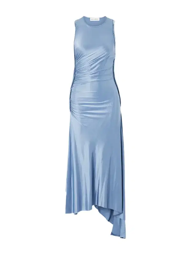 Asymmetric Gathered Satin-jersey Dress
