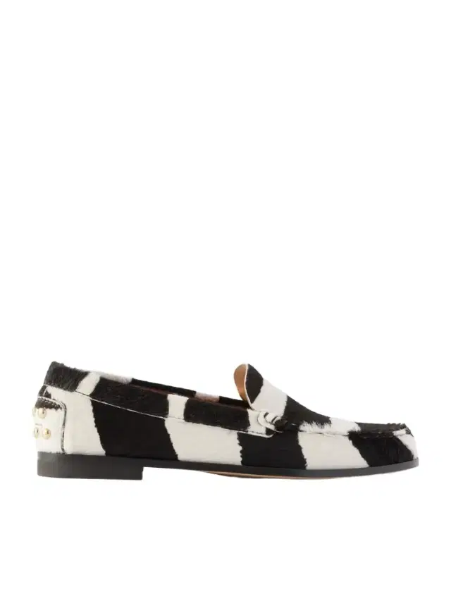 Studded Zebra-print Calf Hair Loafers