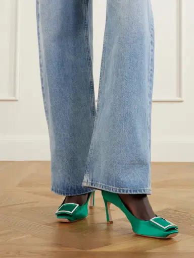 Roger Vivier Decollete Trompette 70 Embellished Satin Pumps | Thumbnail 2