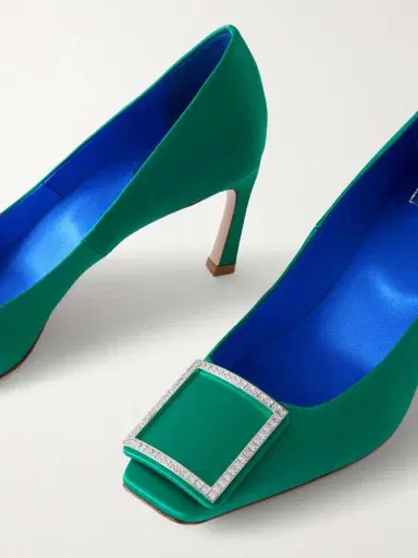 Roger Vivier Decollete Trompette 70 Embellished Satin Pumps | Thumbnail 5