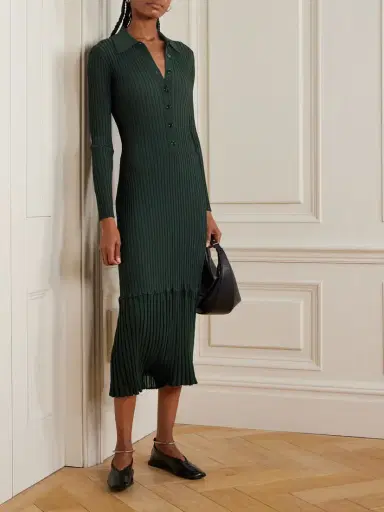 Proenza Schouler Luiza Ribbed-knit Midi Shirt Dress | Thumbnail 2 Proenza Schouler Luiza Ribbed-knit Midi Shirt Dress | Thumbnail 2