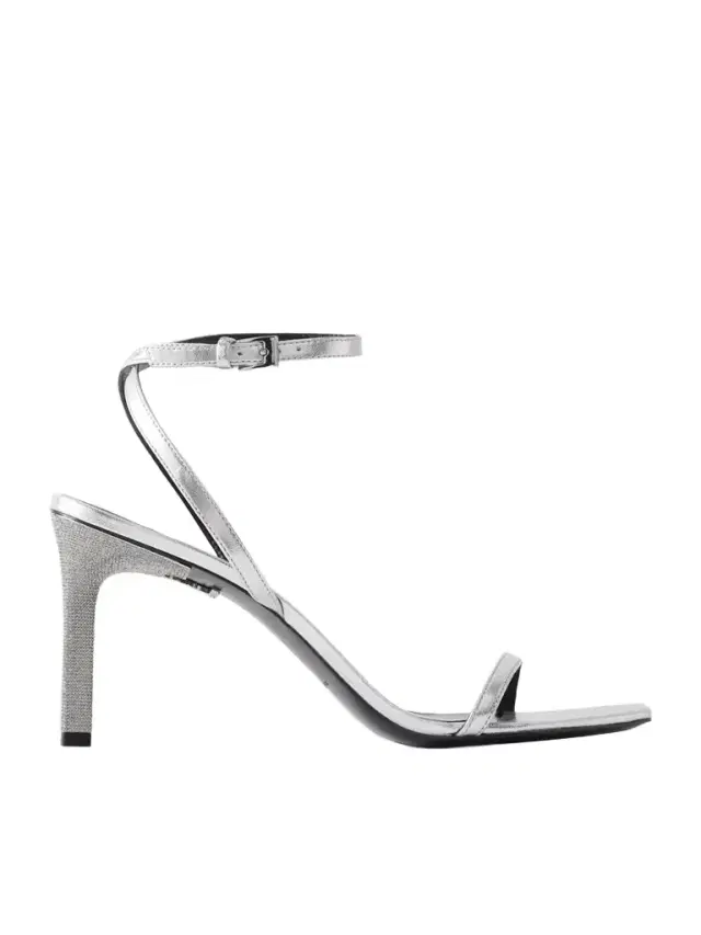 Crystal-embellished Metallic Leather Sandals