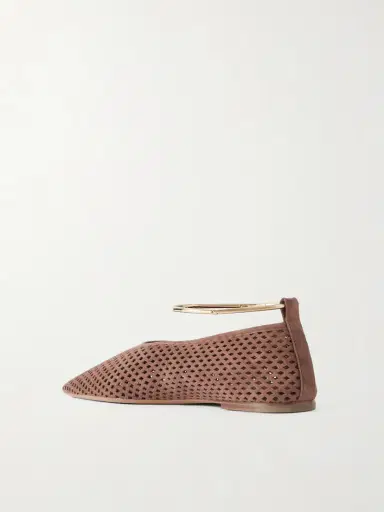Jil Sander Ballerina Embellished Laser-cut Suede Pointed-toe Ballet Flats | Thumbnail 3 Jil Sander Ballerina Embellished Laser-cut Suede Pointed-toe Ballet Flats | Thumbnail 3