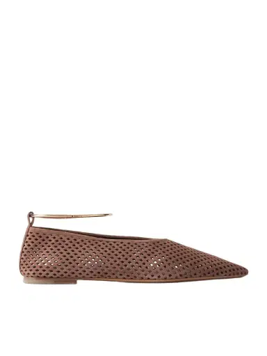 Jil Sander Ballerina Embellished Laser-cut Suede Pointed-toe Ballet Flats | Thumbnail 1 Jil Sander Ballerina Embellished Laser-cut Suede Pointed-toe Ballet Flats | Thumbnail 1