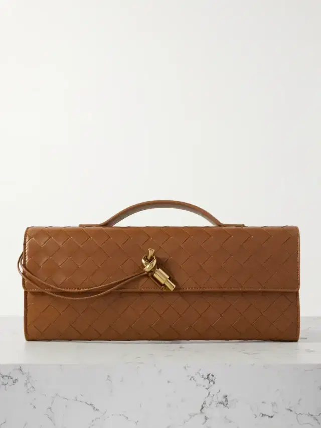 Andiamo Long Intrecciato Leather Clutch