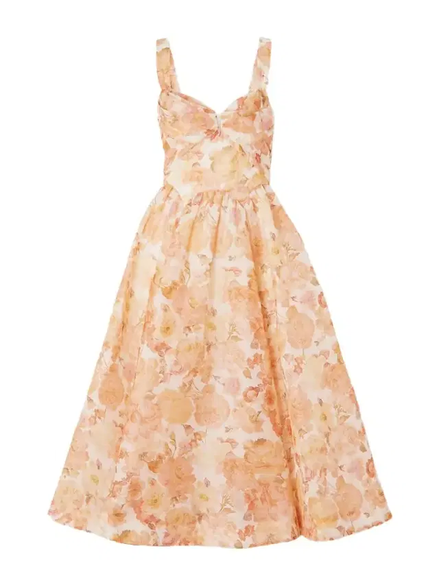 Rebellion Floral-print Linen And Silk-blend Bustier Midi Dress