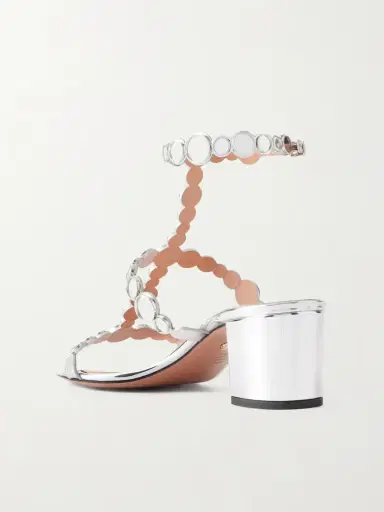 Aquazzura Afterglow 50 Metallic Leather Sandals | Thumbnail 3