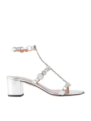 Aquazzura Afterglow 50 Metallic Leather Sandals | Thumbnail 1