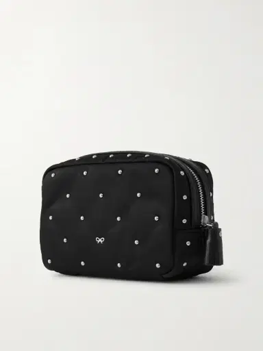 Anya Hindmarch Important Things Studded Leather-trimmed Recycled Satin Cosmetics Case | Thumbnail 2 Anya Hindmarch Important Things Studded Leather-trimmed Recycled Satin Cosmetics Case | Thumbnail 2