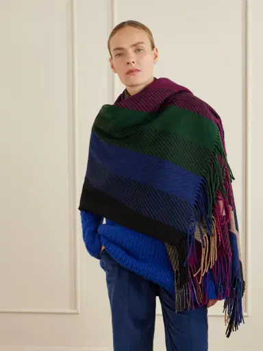 Gabriela Hearst Halo Fringed Striped Cashmere Blanket | Thumbnail 2