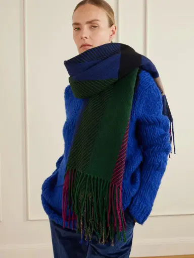 Gabriela Hearst Halo Fringed Striped Cashmere Blanket | Thumbnail 3